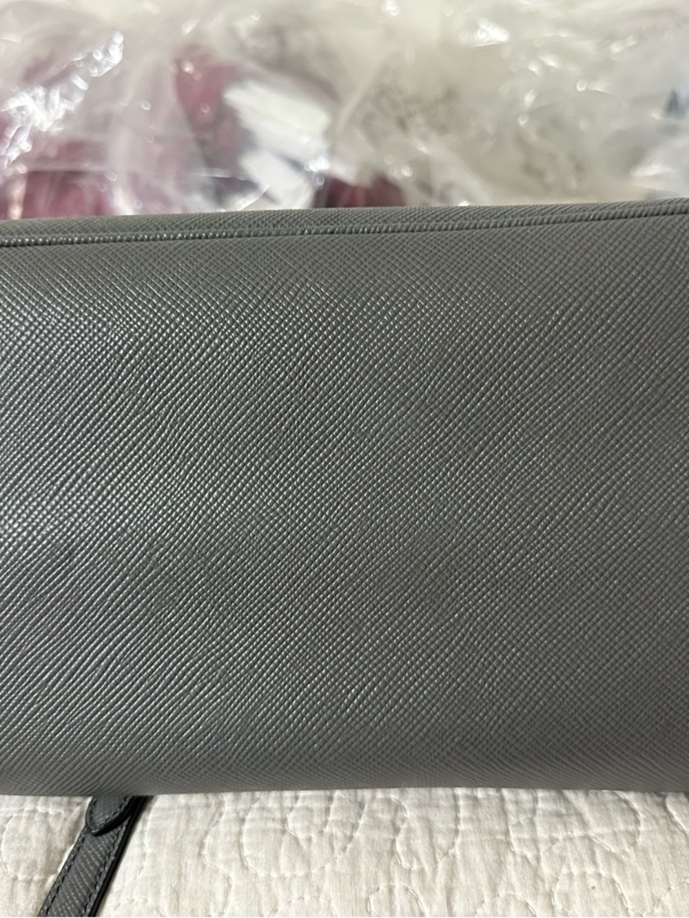 Prada Silver-Gray Saffiano Leather Briefcase - Picture 5 of 7